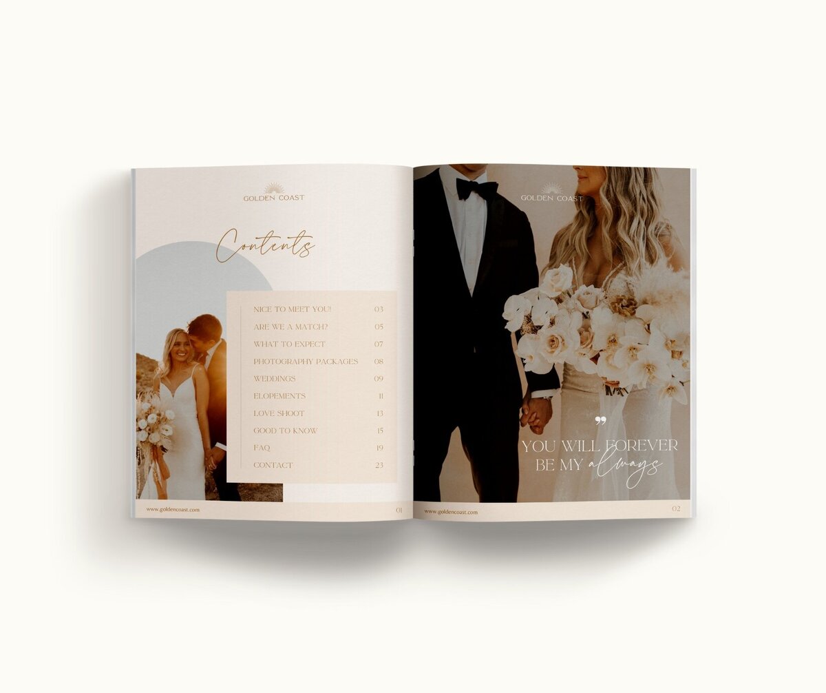 Boho pricing guide template for photographers Golden Coast 3