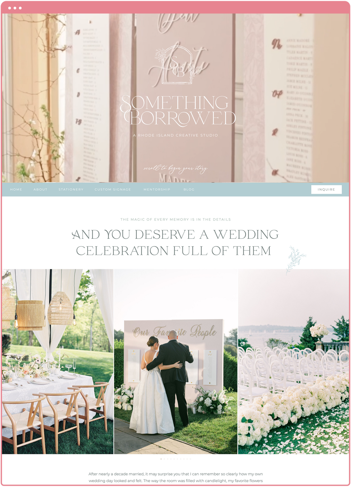 Custom Website Design for Something Borrowed Event Decor