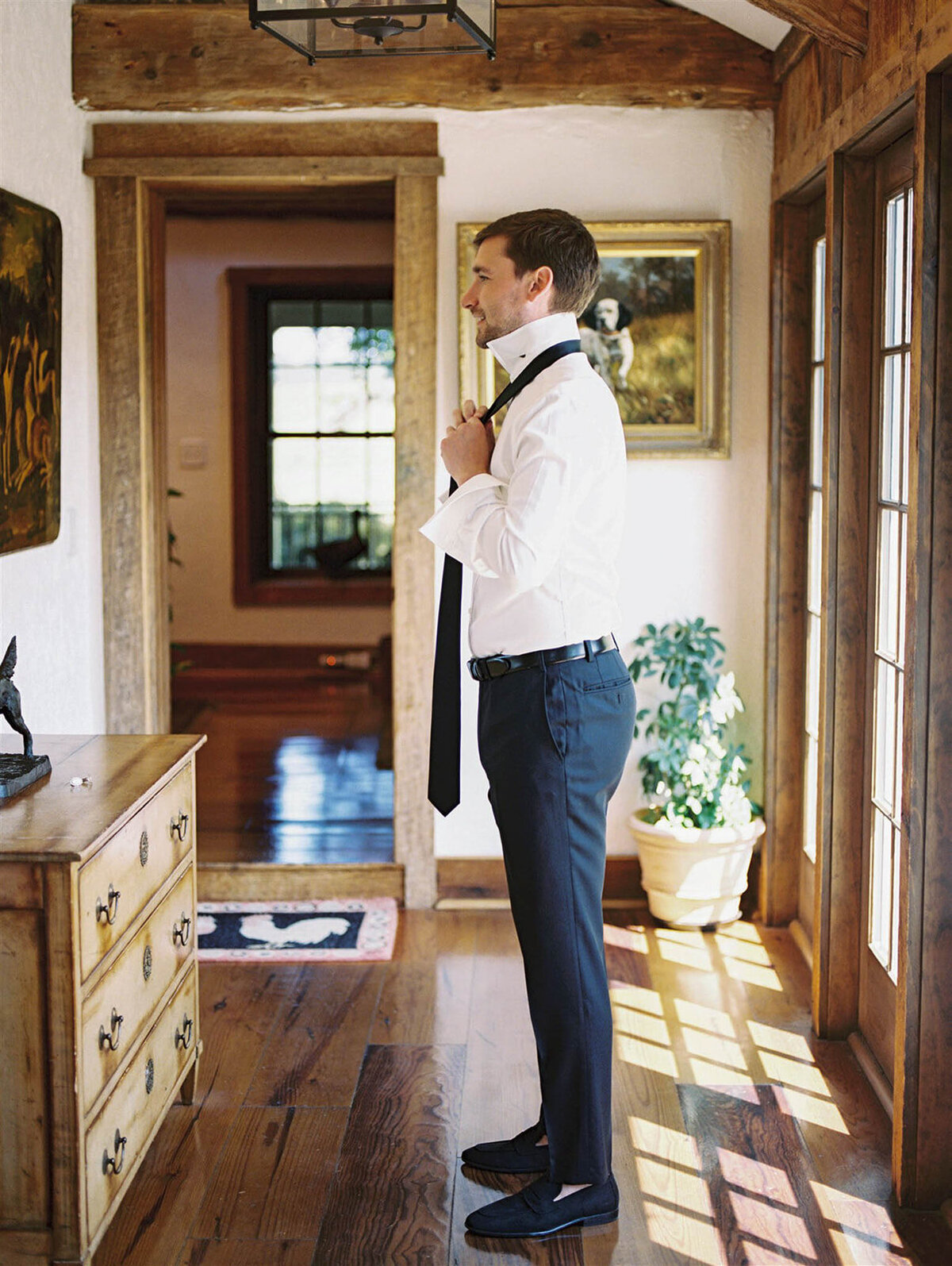 Groom getting ready