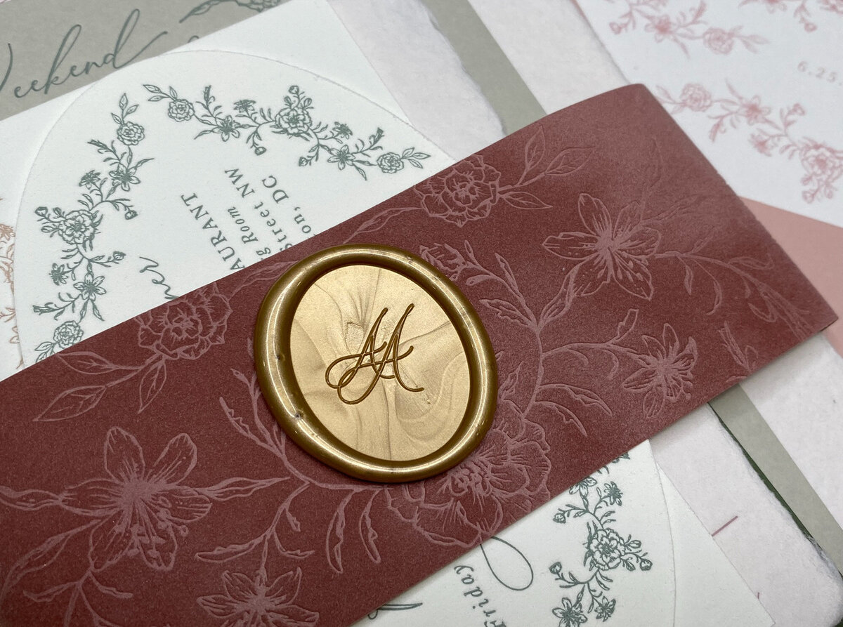 Wedding invitation with custom seal wax