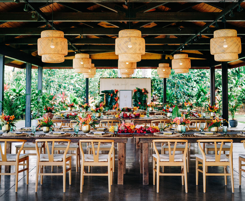 Luxury bespoke brunch wedding at Holualoa Inn, featuring an intimate and elegant Hawaii destination celebration with morning charm