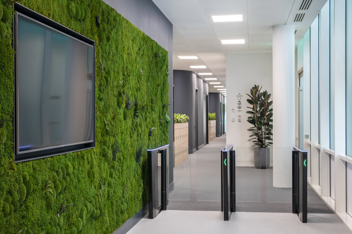 office reception moss wall