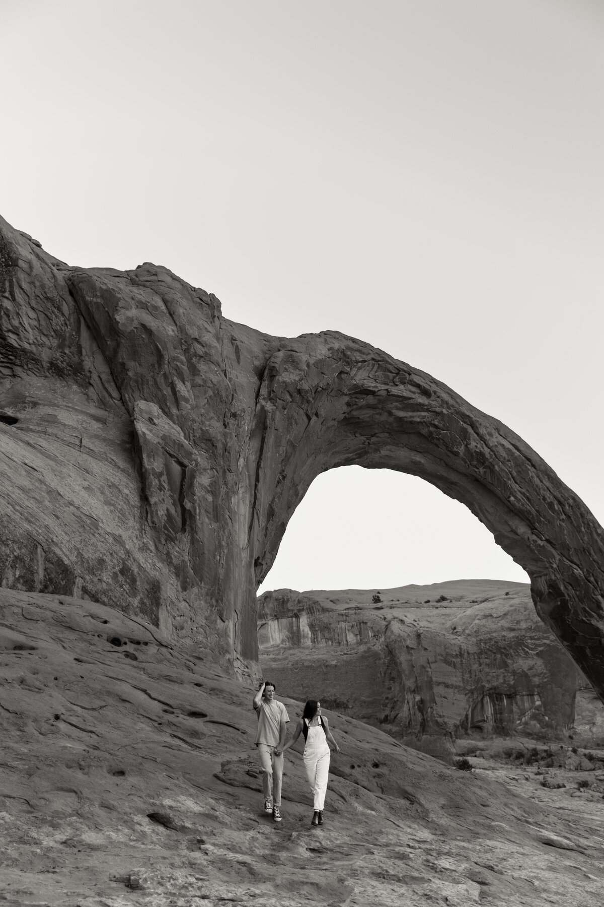 Corona Arch, Moab, UT Engagement Photos in Black and White 