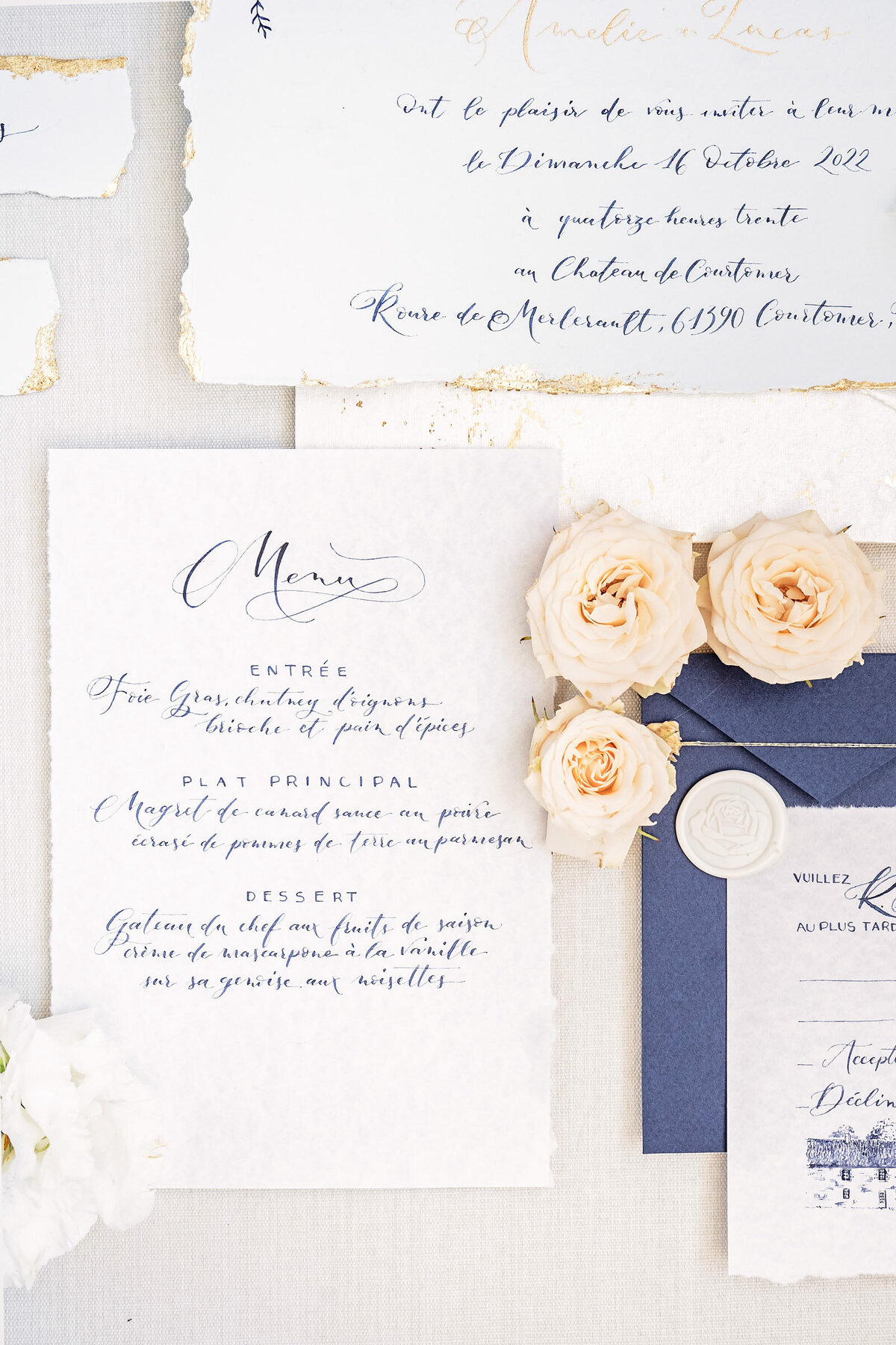 05 Chateau_de_courtomer_wedding_stationery_Blue_Peach_Gold_Victoria_Amrose  (2)