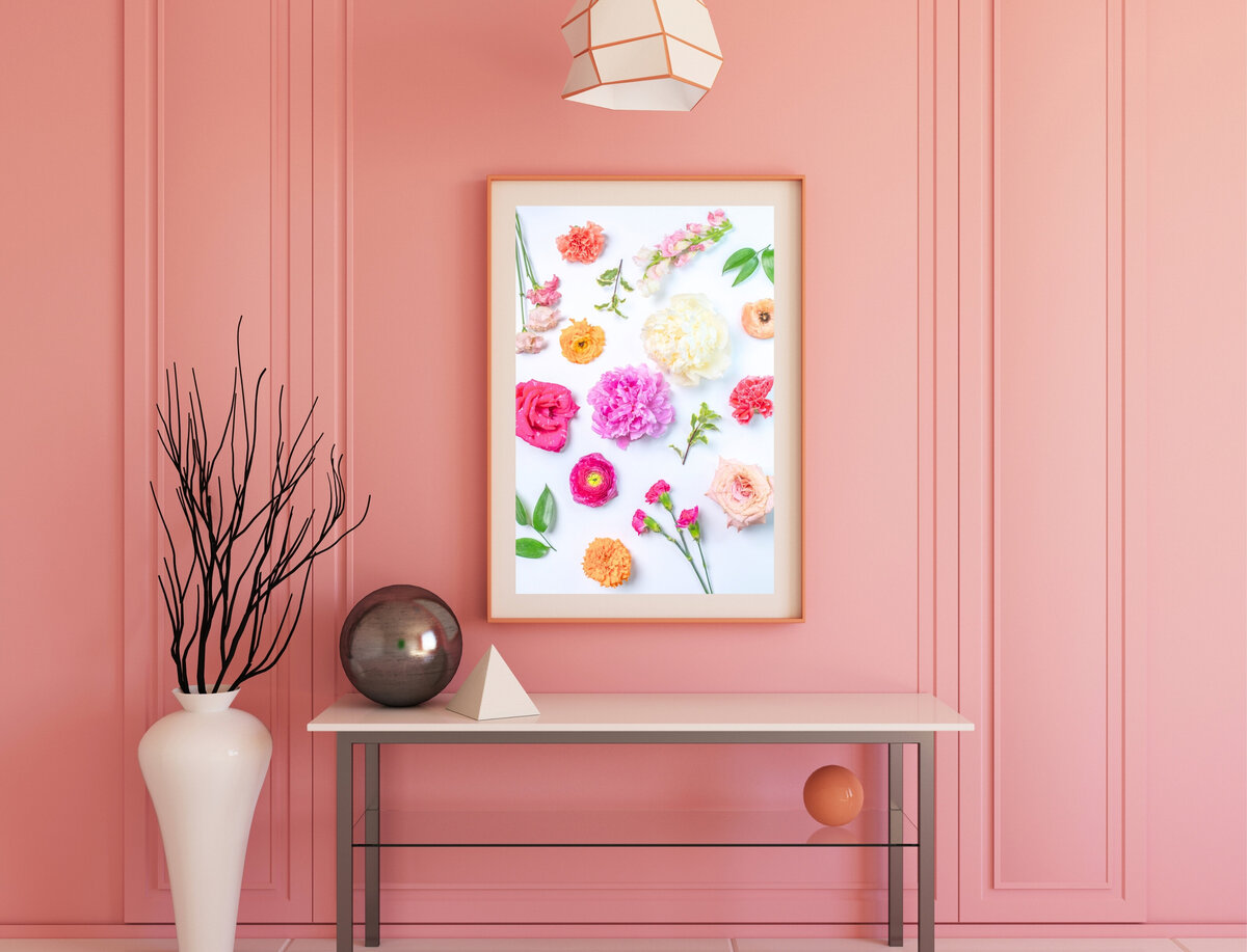 Pink Bright 3D Illustration Wall Frame Mockup Instagram Post (1080 x 825 px)