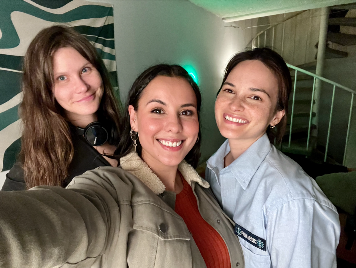three women posing for a selfie