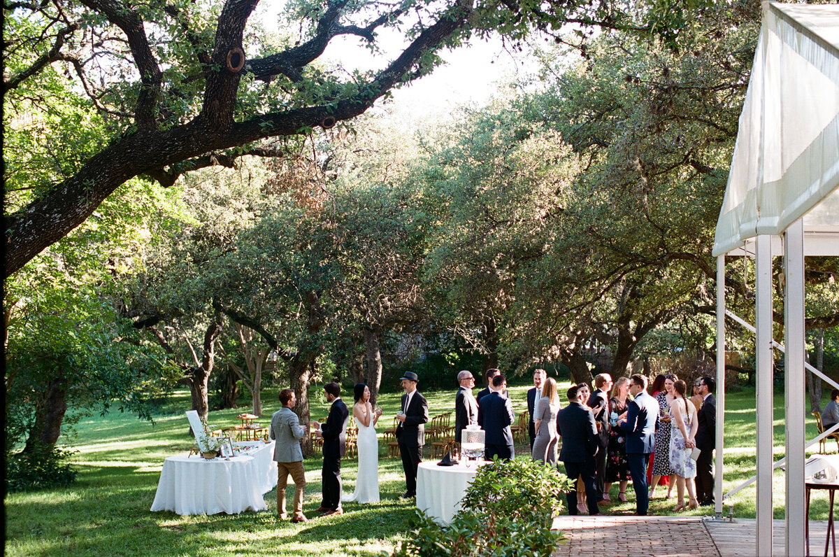Guests enjoying wedding reception at Mattie's Austin wedding