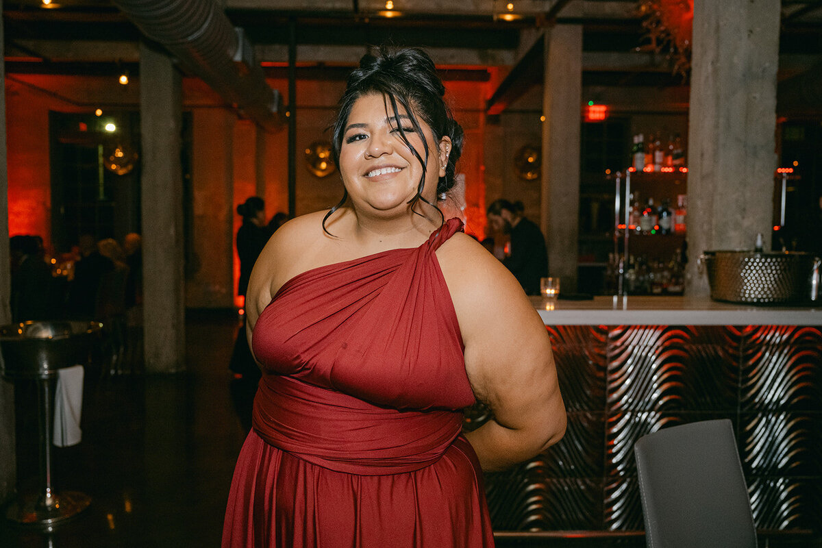 Fashion-forward reception look captured with flash editorial style at San Antonio luxury wedding