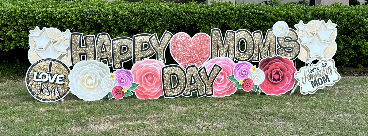 Gender Reveal Sign Setup in Edmond, OK. Simply Sign It is a yard greeting sign rental company servicing Edmond, NW OKC, Piedmont, and Deer Creek.