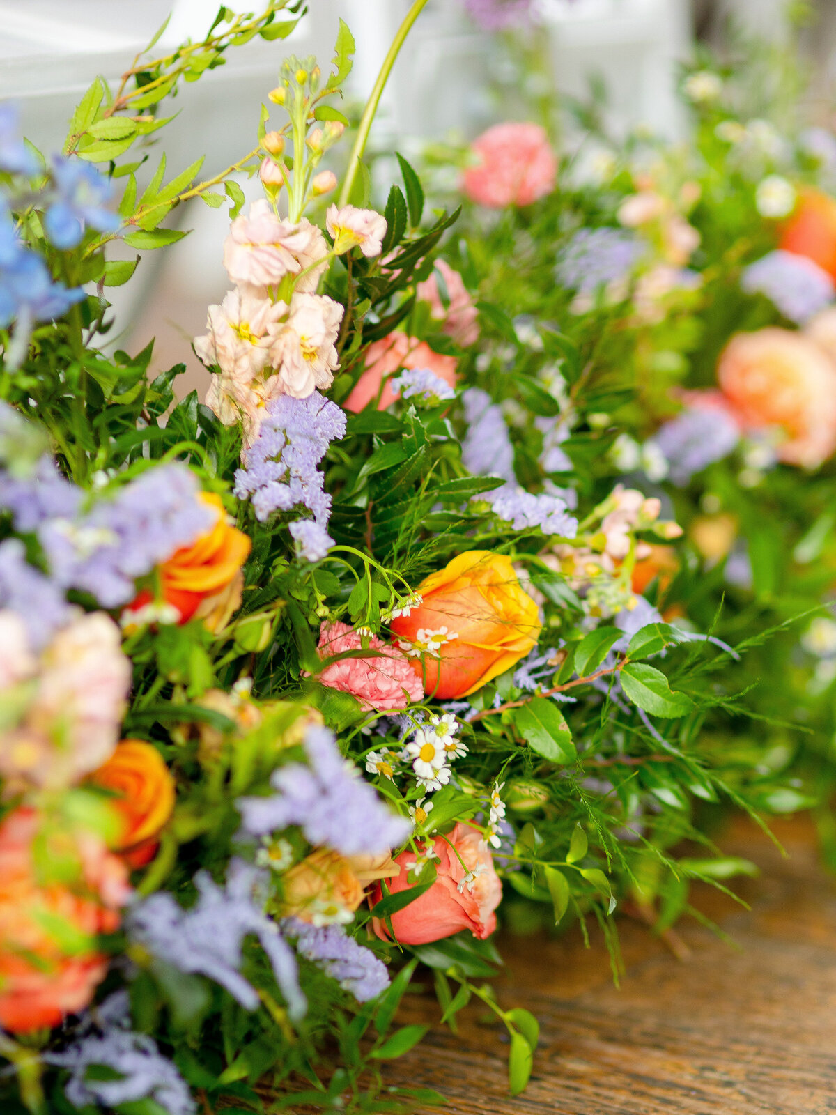 Pastel flowers for a wedding tablescape