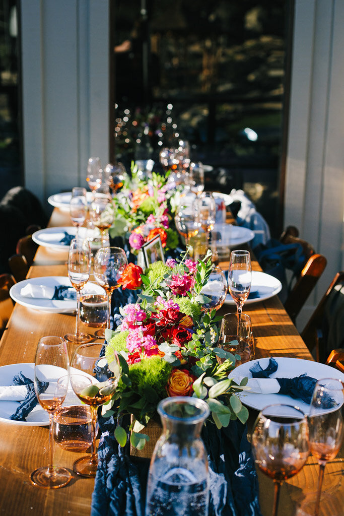 Beautiful bold and colorful wedding table design