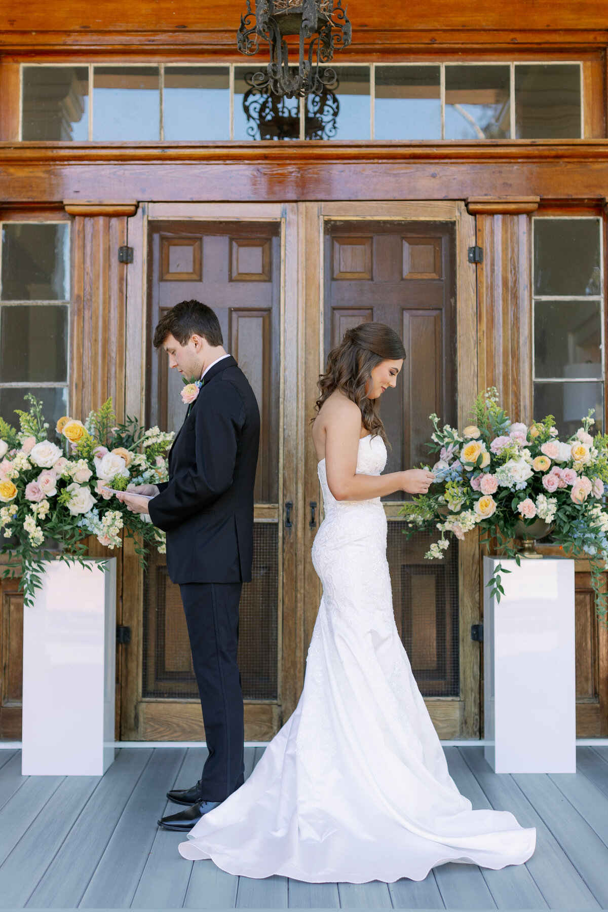 Couples first look at their wedding