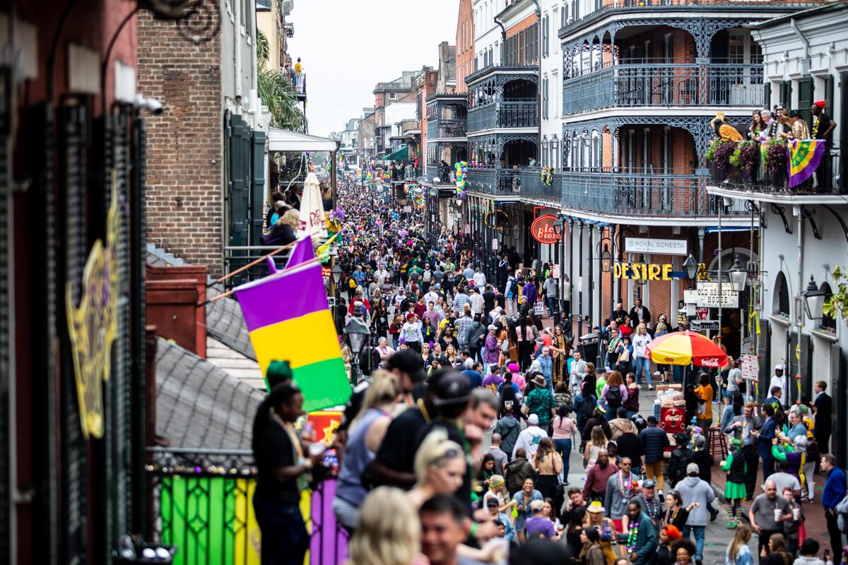 Mardi Gras in New Orleans on Bourbon Street
