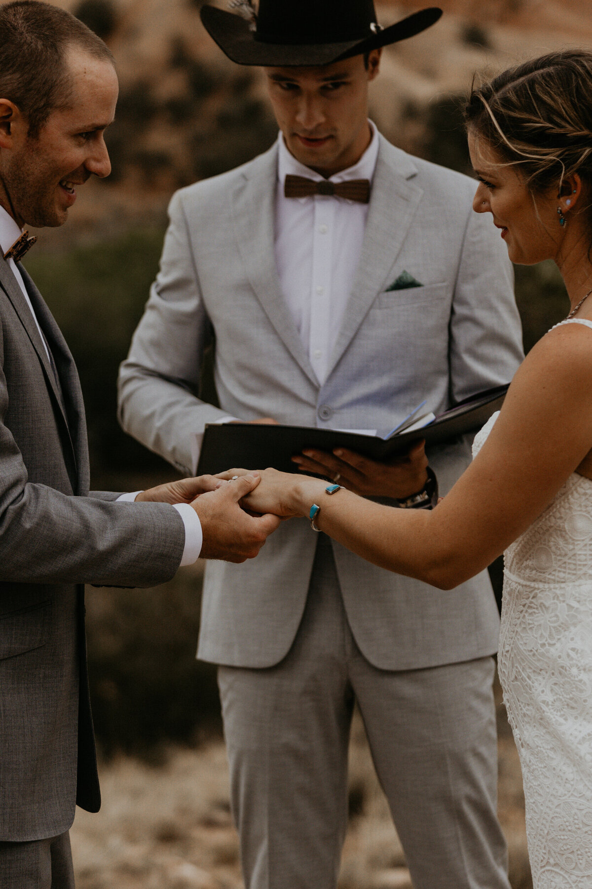 ring exchange during intimate wedding ceremony