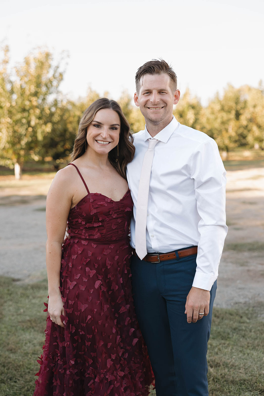 Wedding guests smiling together