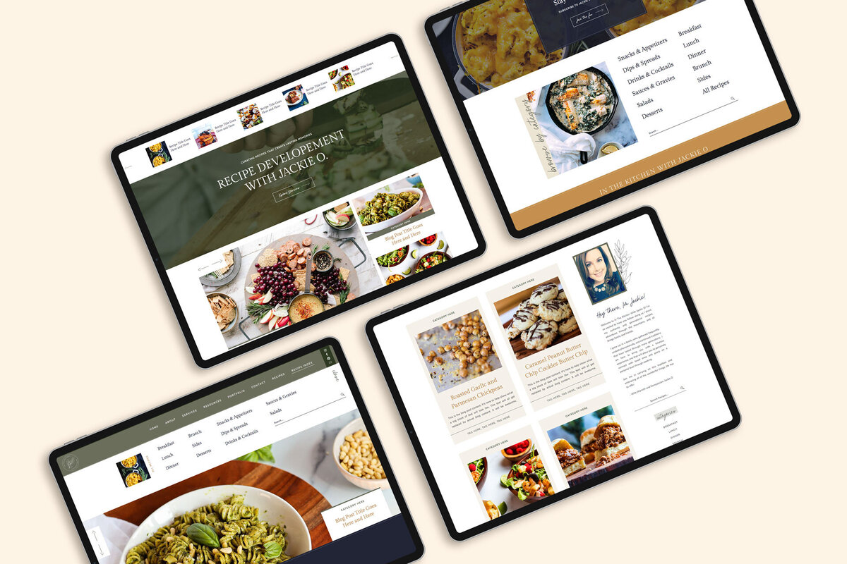 a mockup showing a food blogger website design