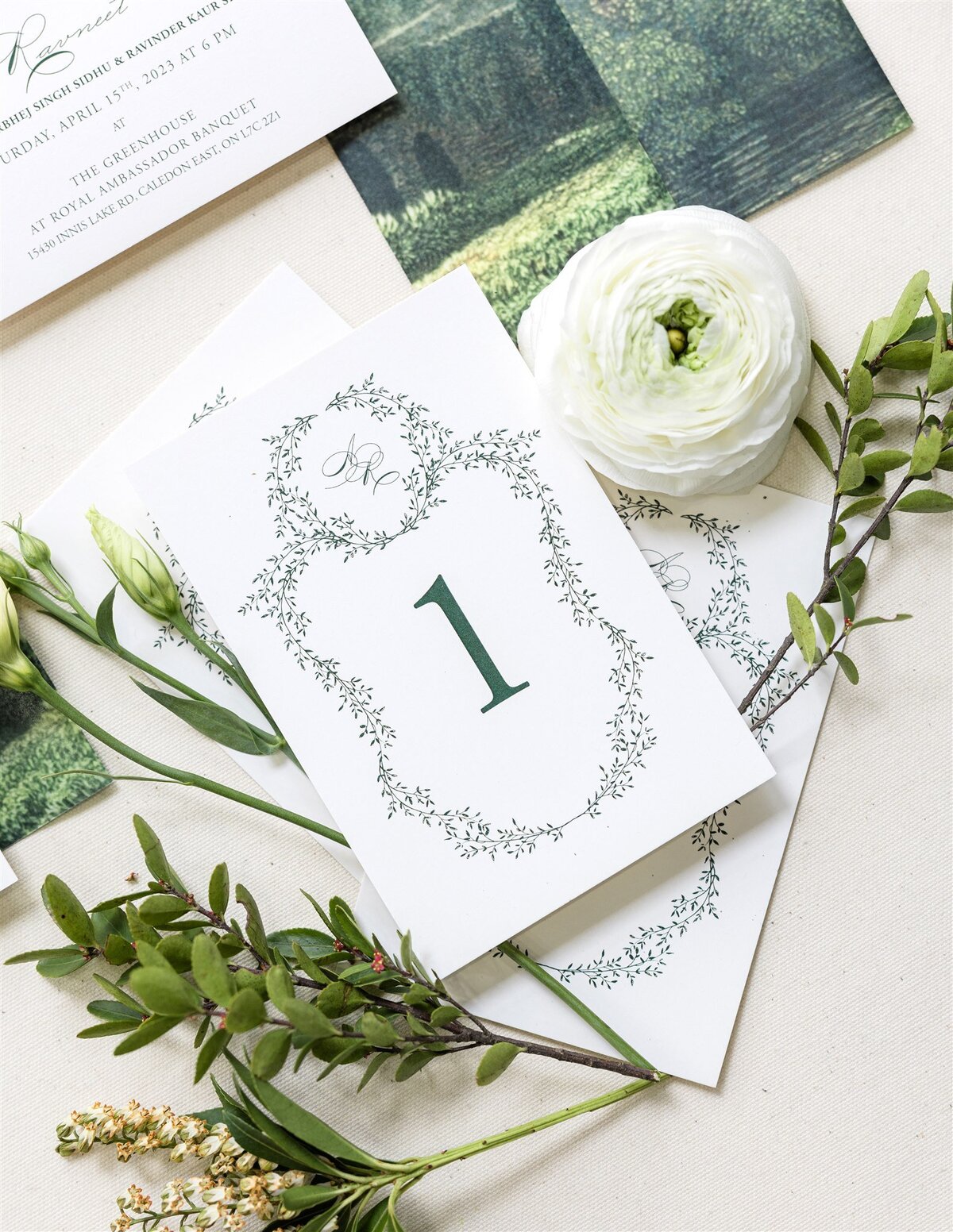 Greenery inspired Ivory wedding invitation 5