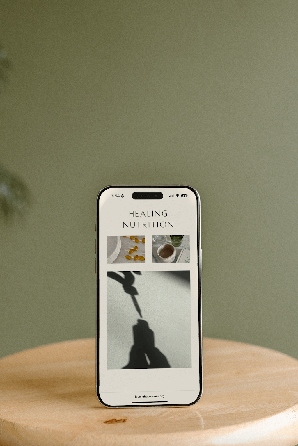 Mobile website mockup showing responsive layout for wellness brand Studio Chan Hsu custom web design