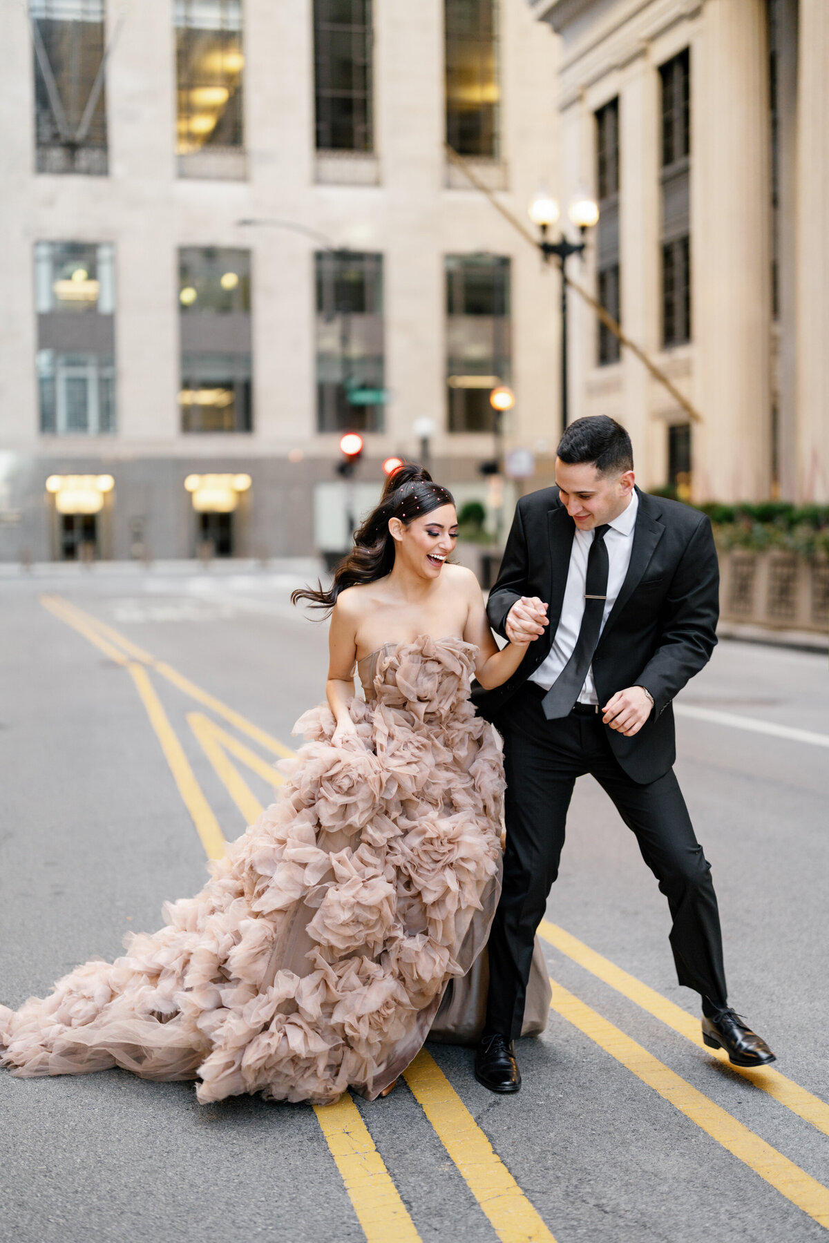 Aspen-Avenue-Chicago-Wedding-Photographer-Rookery-Engagement-Session-Histoircal-Stairs-Moody-Dramatic-Magazine-Unique-Gown-Stemming-From-Love-Emily-Rae-Bridal-Hair-FAV-73