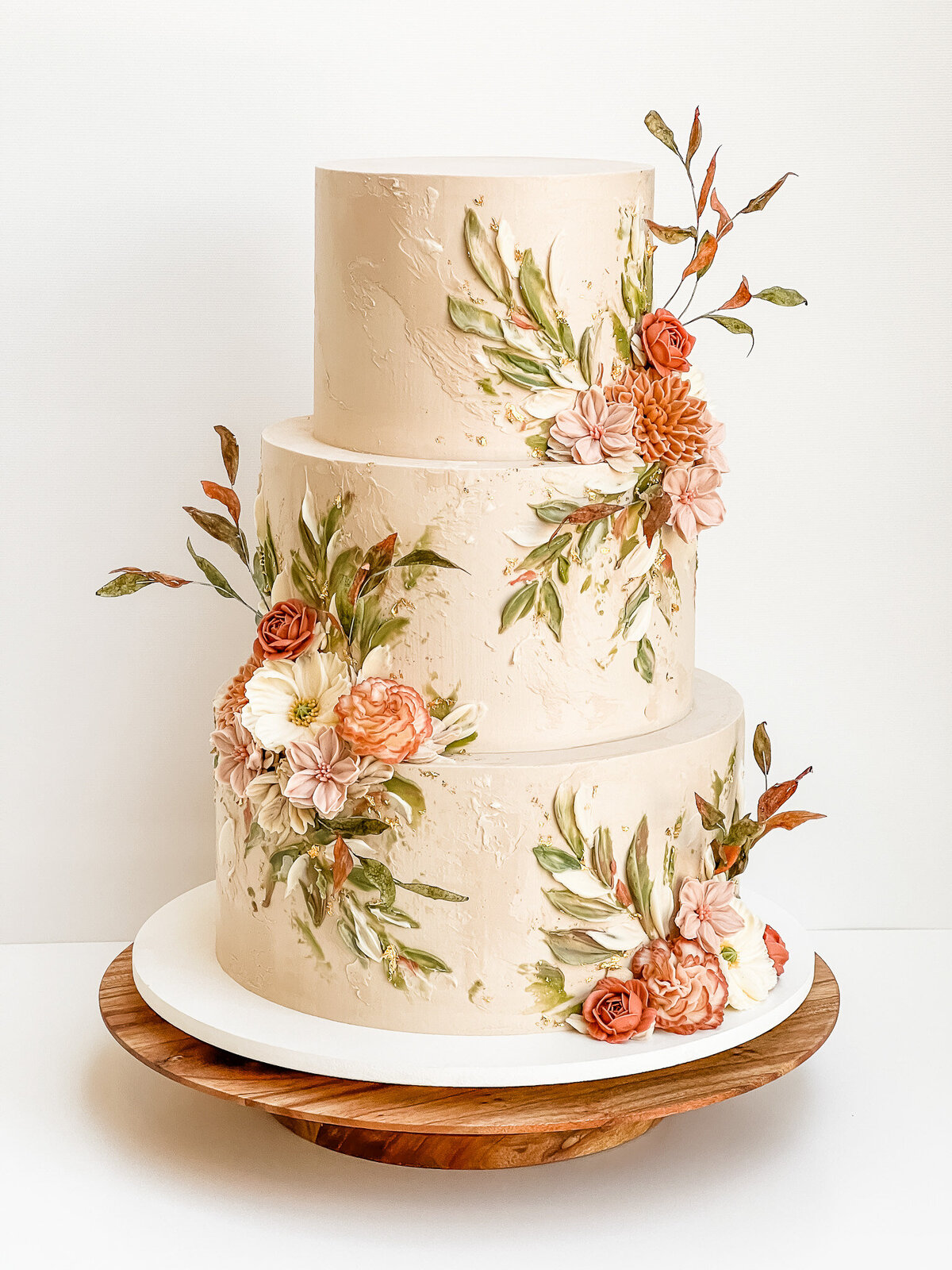 buttercream wafer paper flower wedding cake