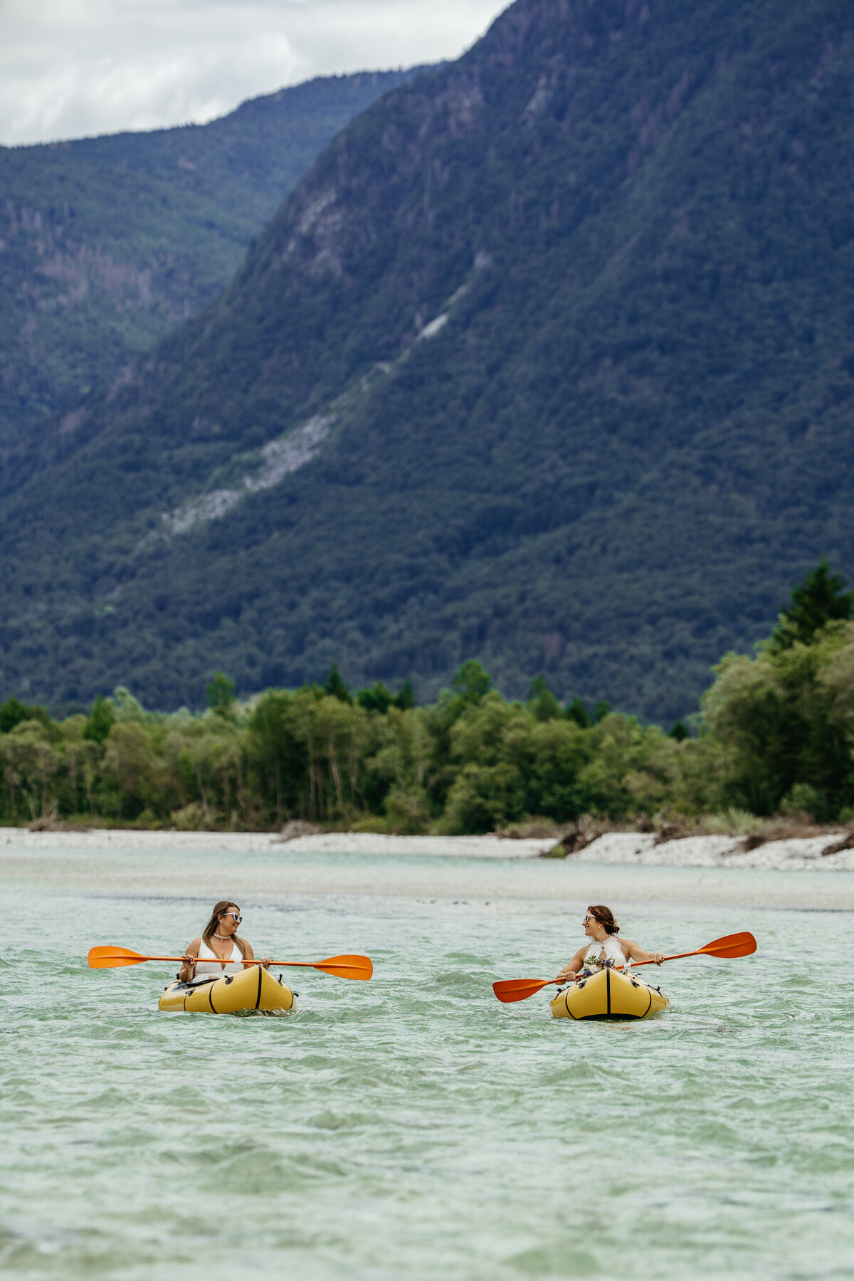 Kayak adventure elopement in Slovenia