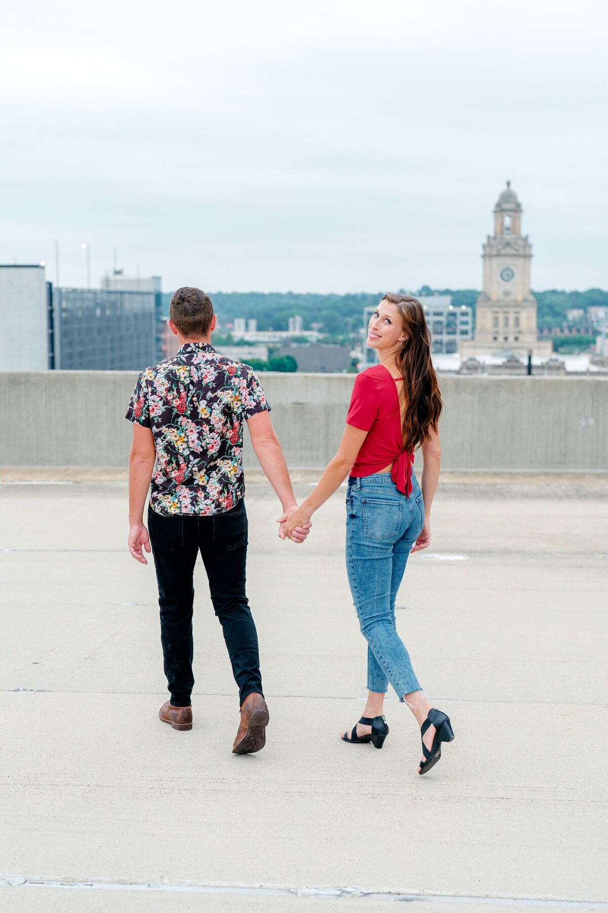 man-girl-intimate-forehead-touch-rooftop-engagement