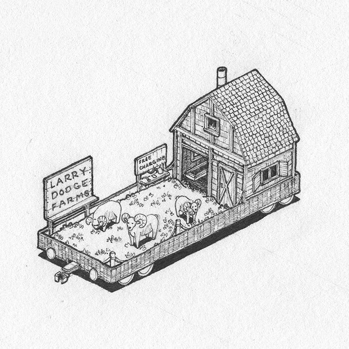 Pen and Ink Illustration of Inktober 2023 prompt: Dodge