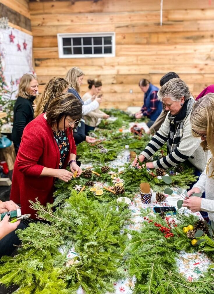 wreath workshop, florist, activity, evergreens, 