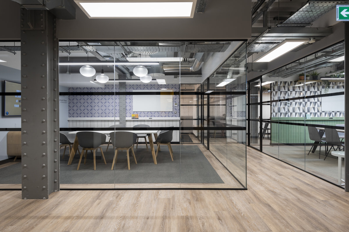 glass steel office rooms