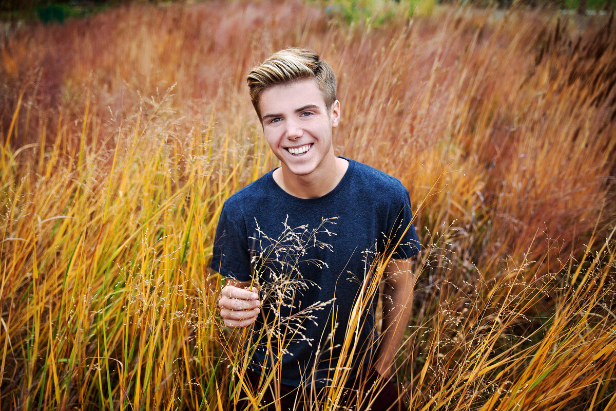 Senior Boy Yearbook Photo at Hudson Gardens in Littleton Colorado