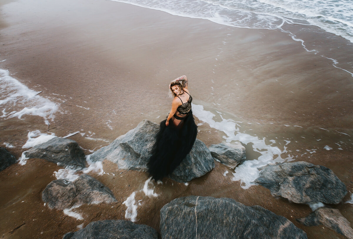 savannah-glamour-black-tulle-dress-aerial-portrait-tybee-beach-03