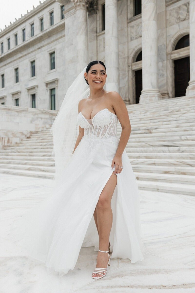 Fashion-forward bridal portrait by San Juan island wedding photographer

