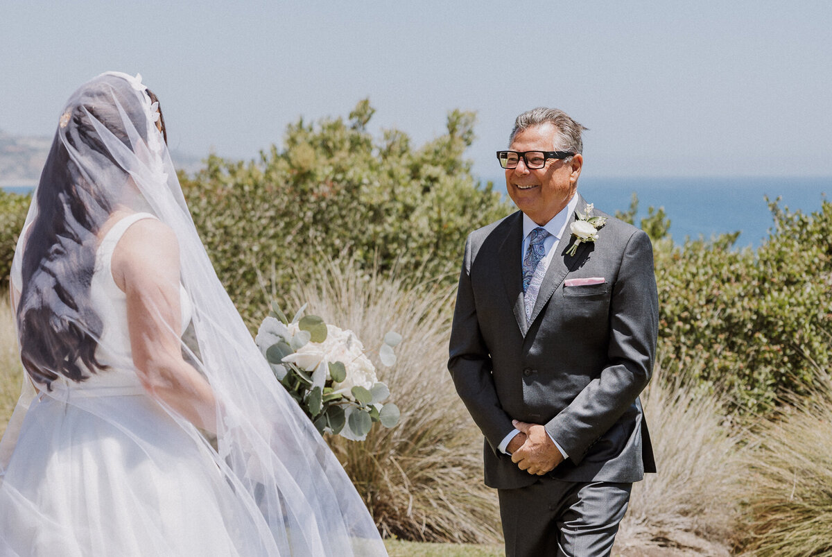 first look with bride's dad at terranea resort