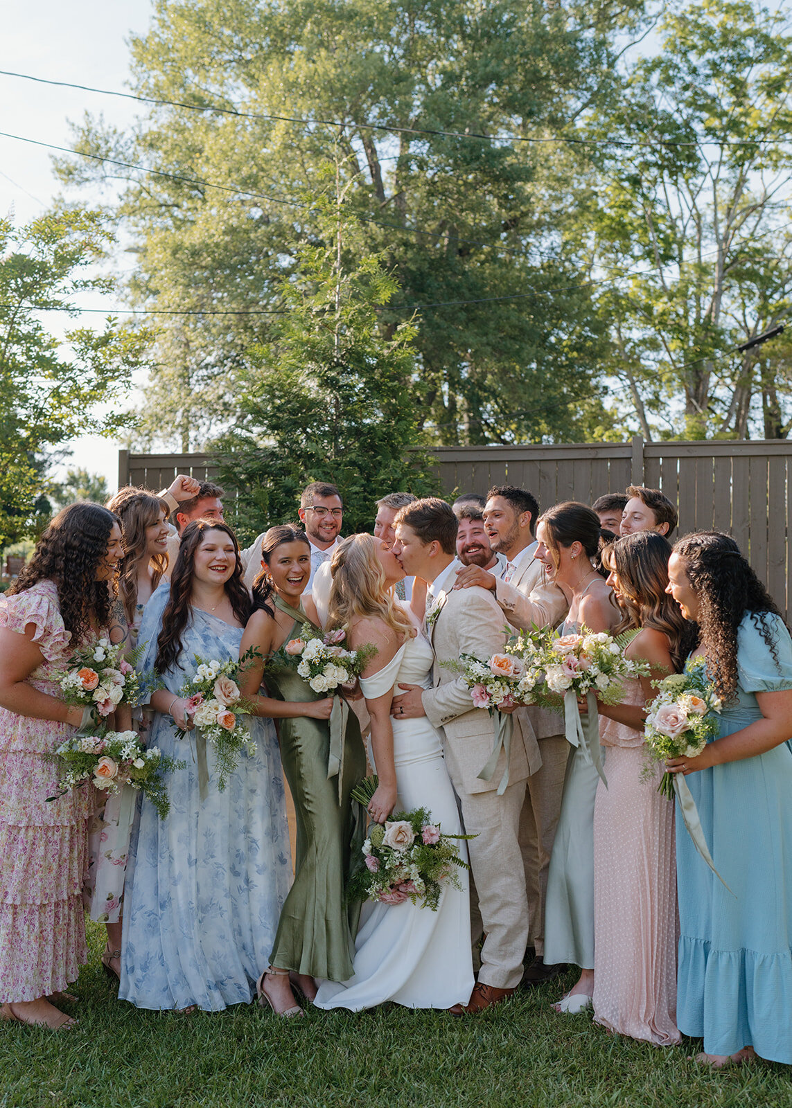 Bridal party with bouquets designed by Abby Grace Florals at Easley SC wedding