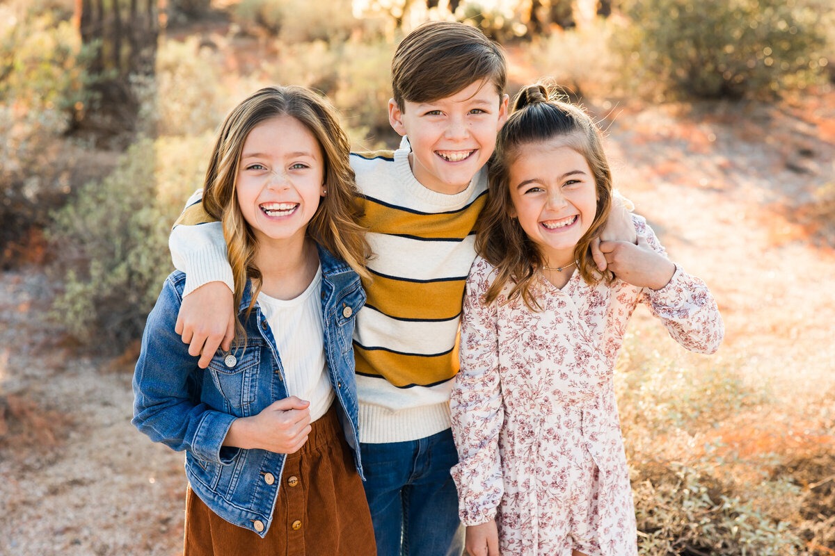 kids smiling together in Scottsdale desert