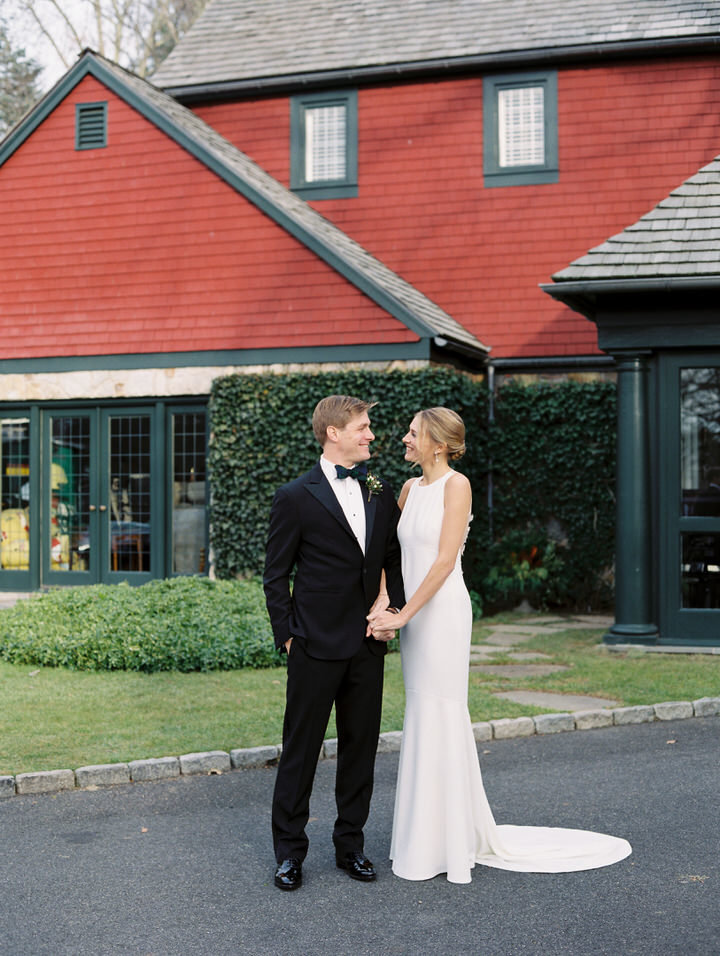 bride and groom portrait private residence wedding