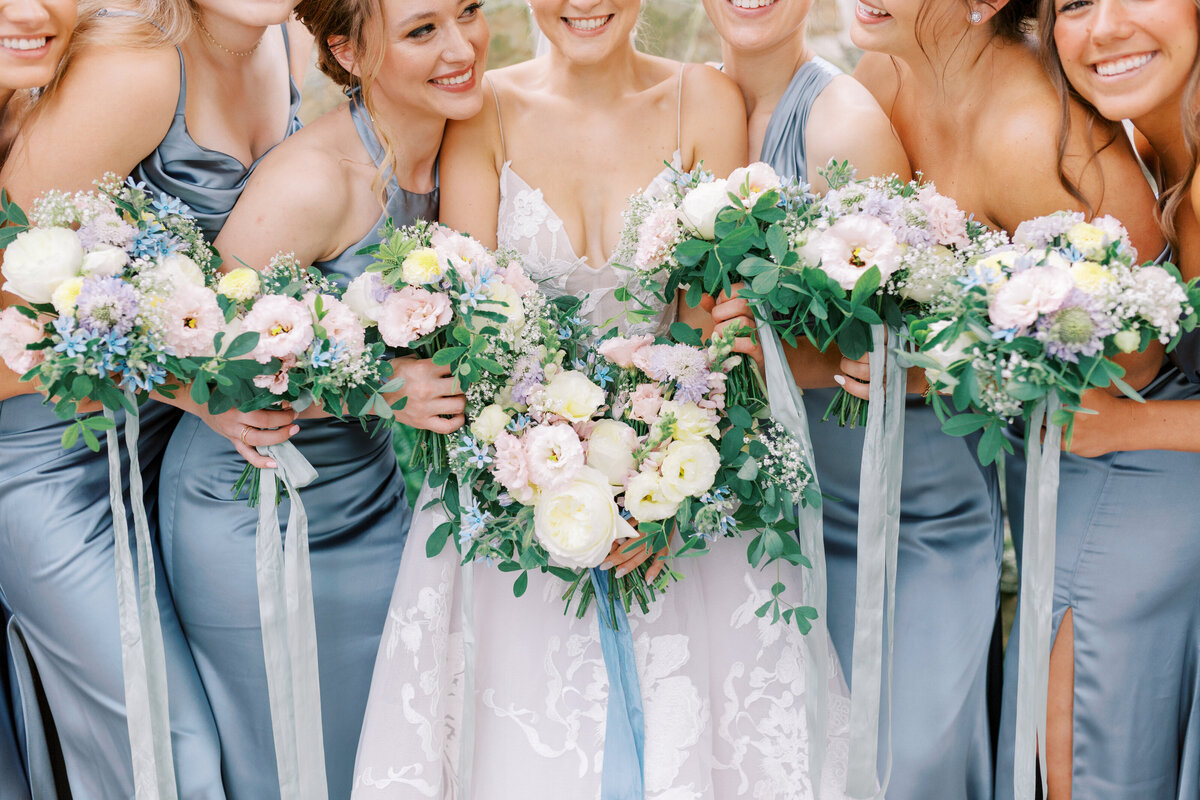 Elegant black tie wedding with the perfect black bridesmaids gowns