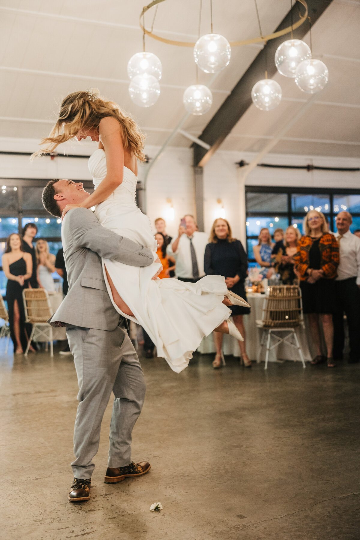 bride and groom dance at maes ridge