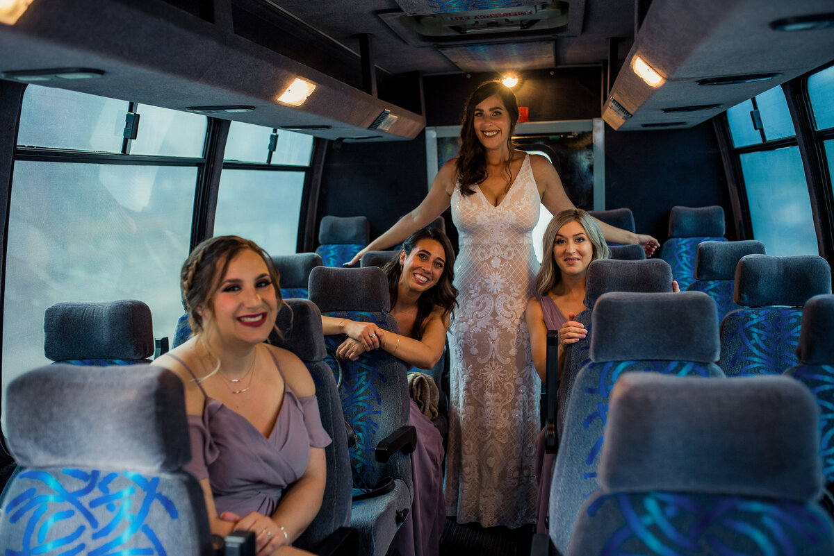 bridal party in bus