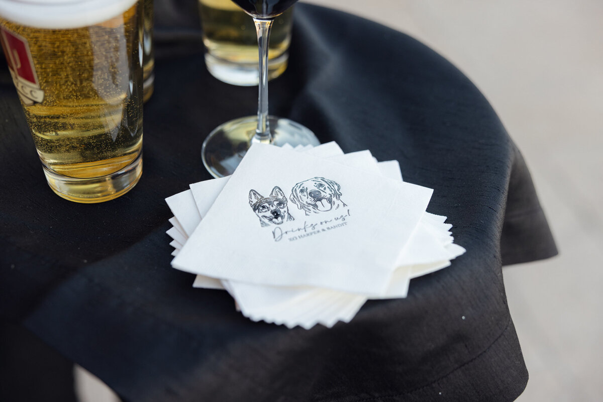 Cocktail hour custom napkins with dogs