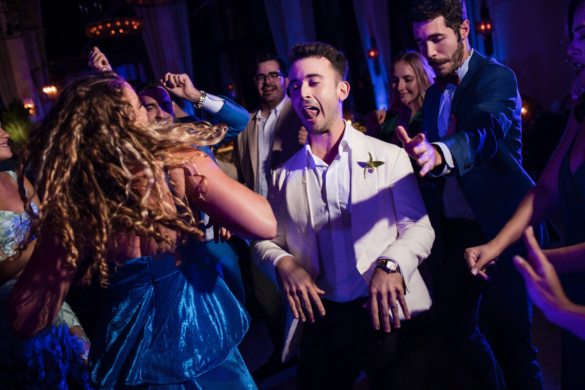 Party dancing at a destination wedding in Puerto Rico