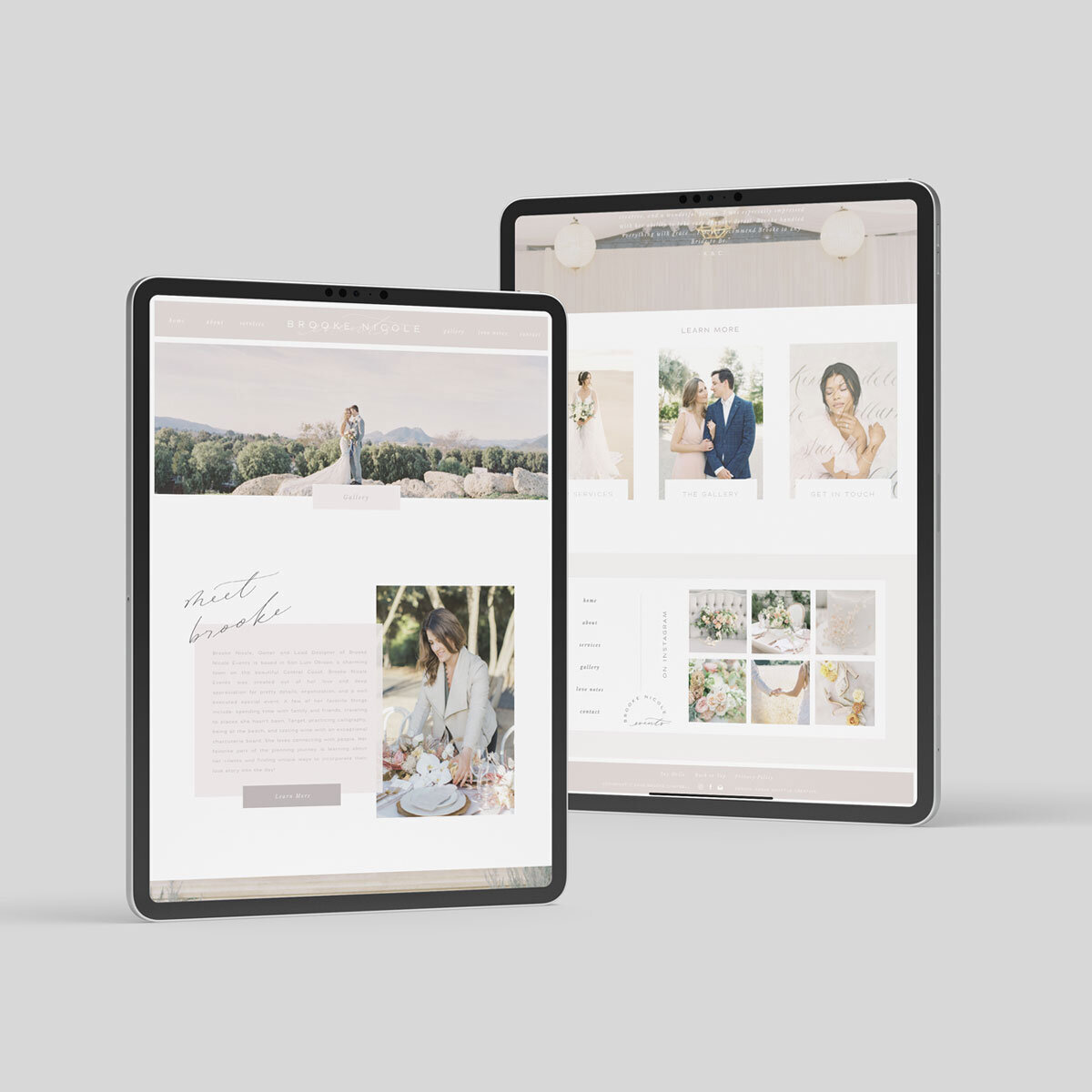 Digital mockup of ipads with luxury website design