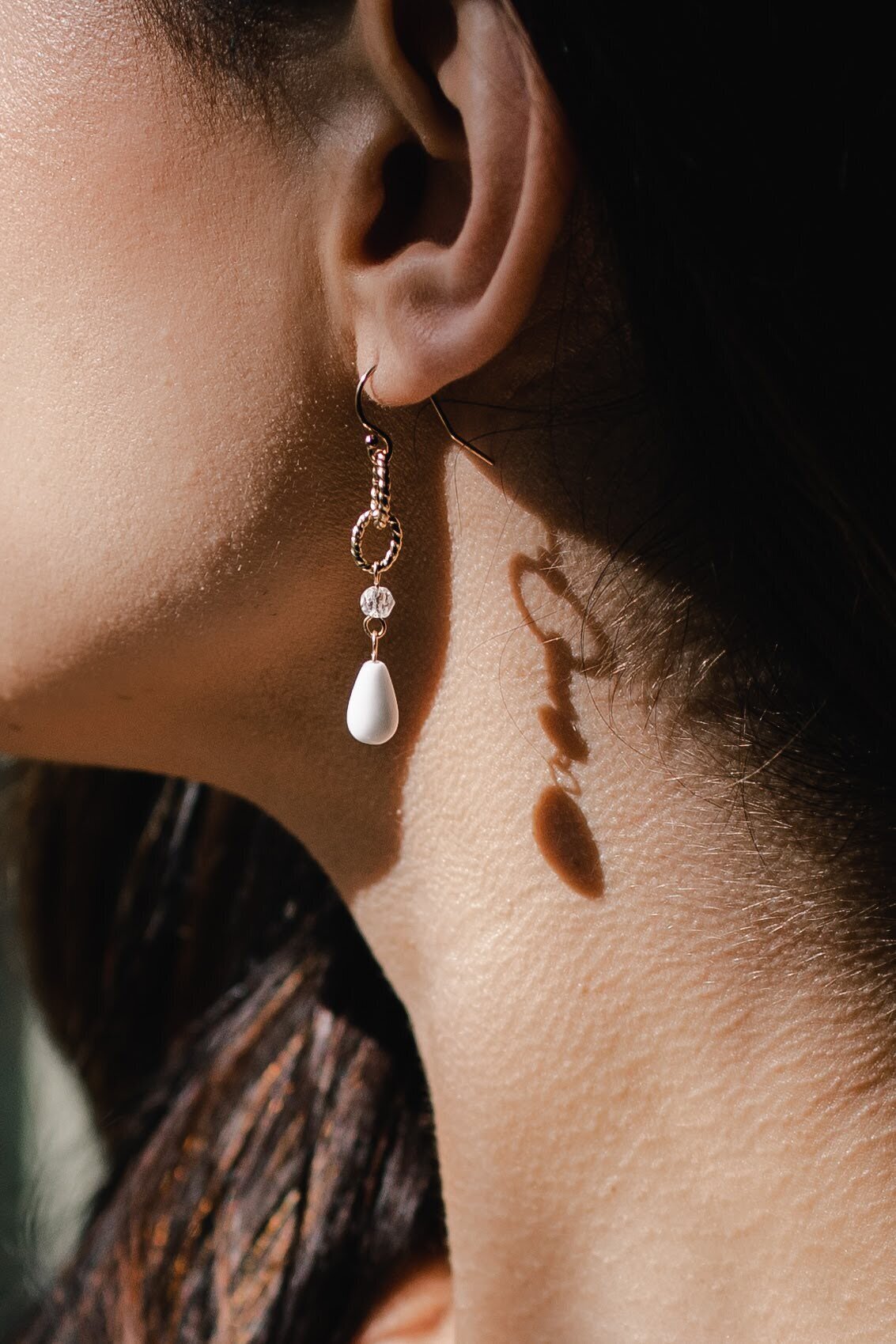 Elegant evening earrings by Mitraya jewelry handmade in Canada 