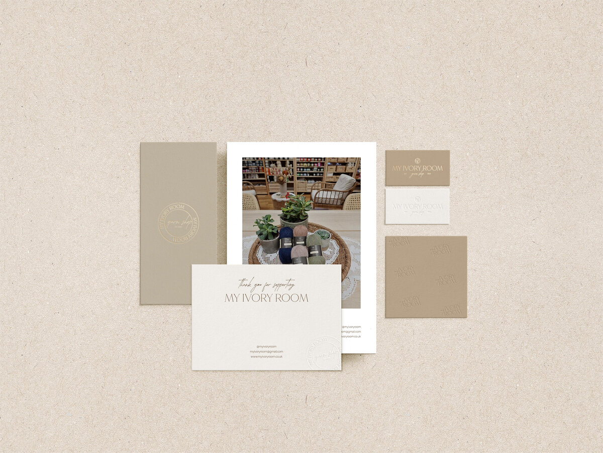 Stationery collage of branded materials