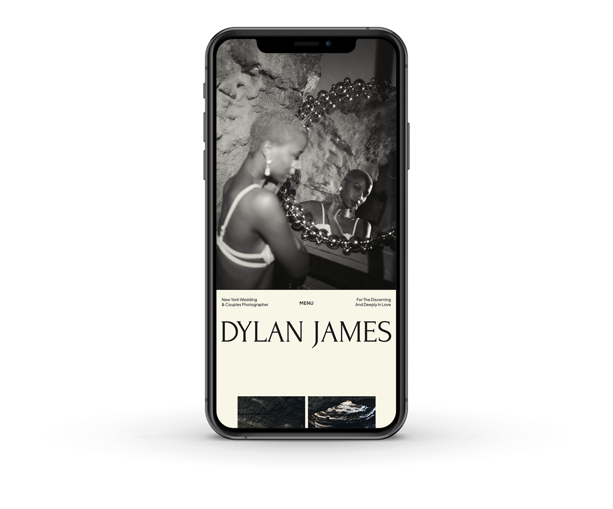 Dylan James showit website template for photographers mobile mockup