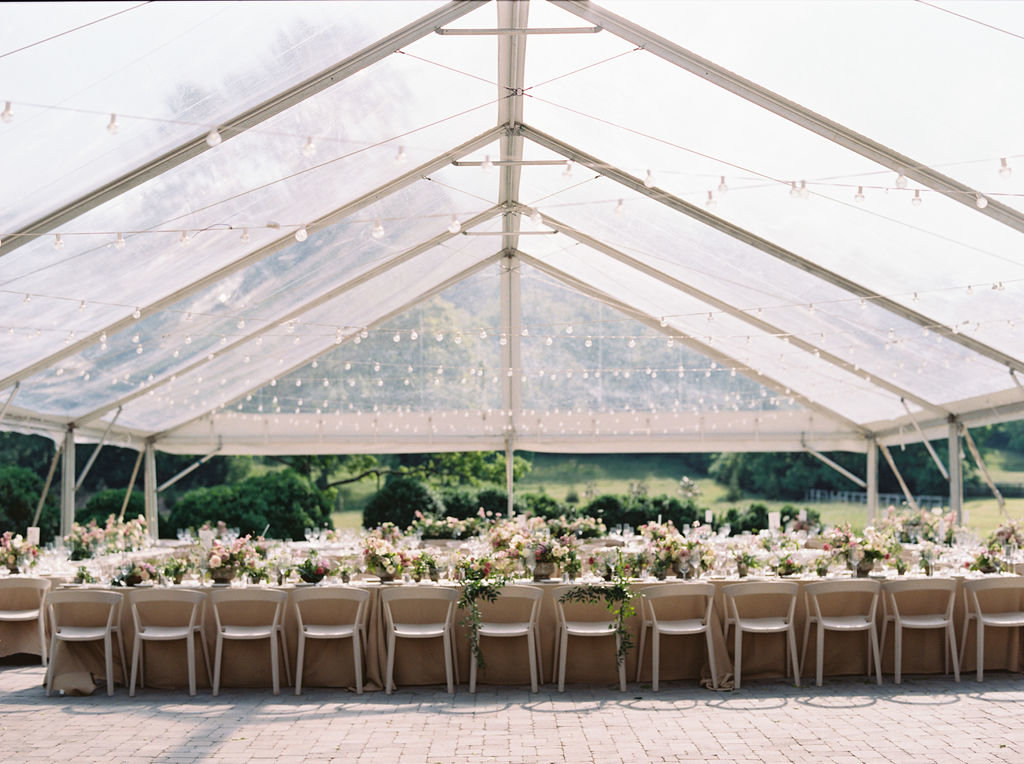 Lush head table designed by Gradient and Hue at outdoor reception at Nashville Wedding