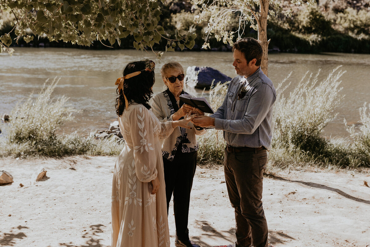 Intimate Wedding set up along the Rio Grande River in Taos, New Mexico