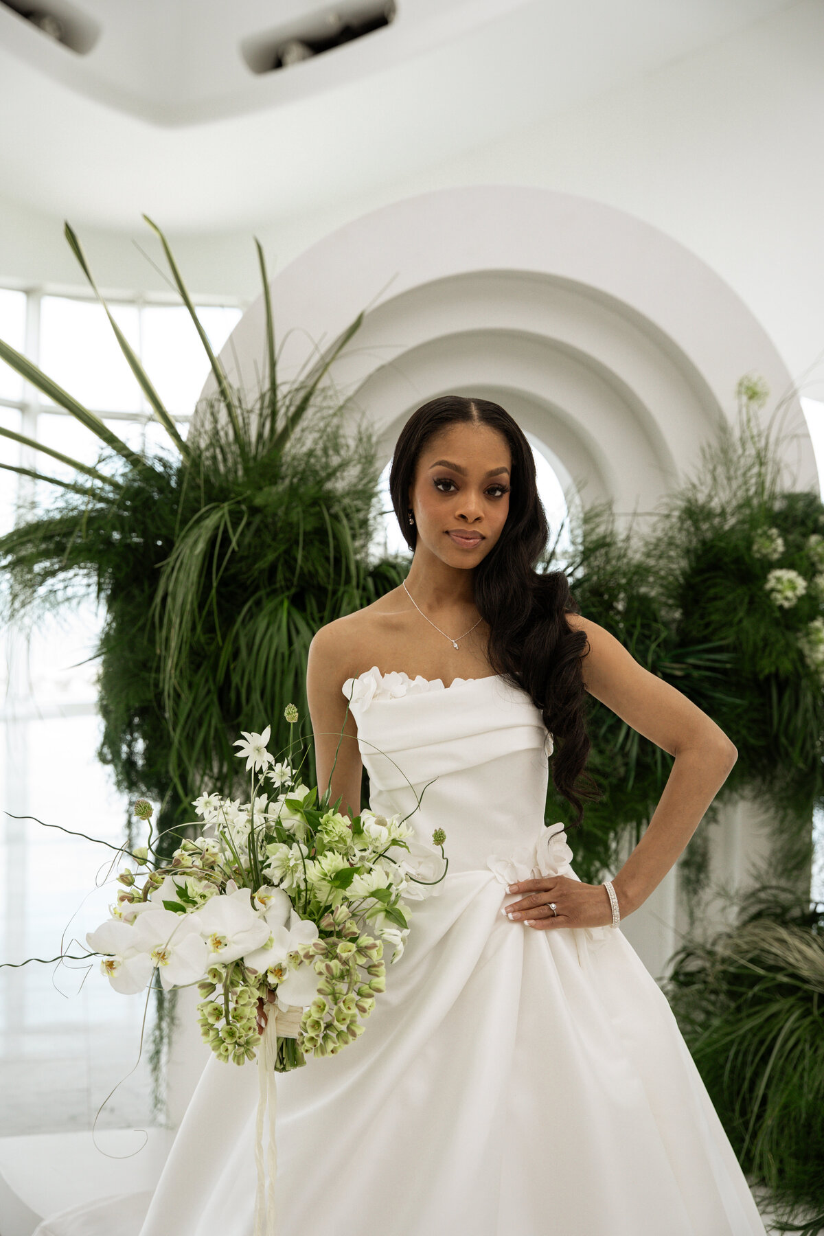 Bride at her Milwaukee Art Museum wedding ceremony