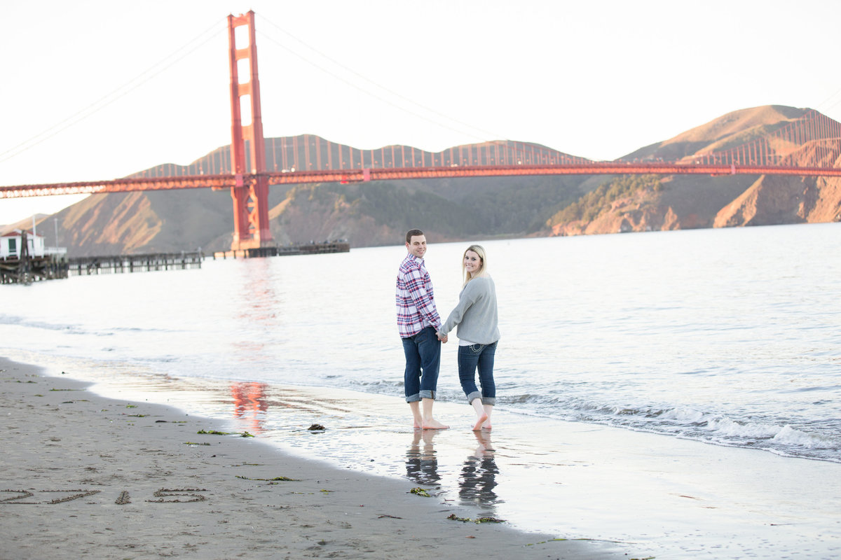 Golden Gate Bridge San Francisco on the Beach Engagement Photography