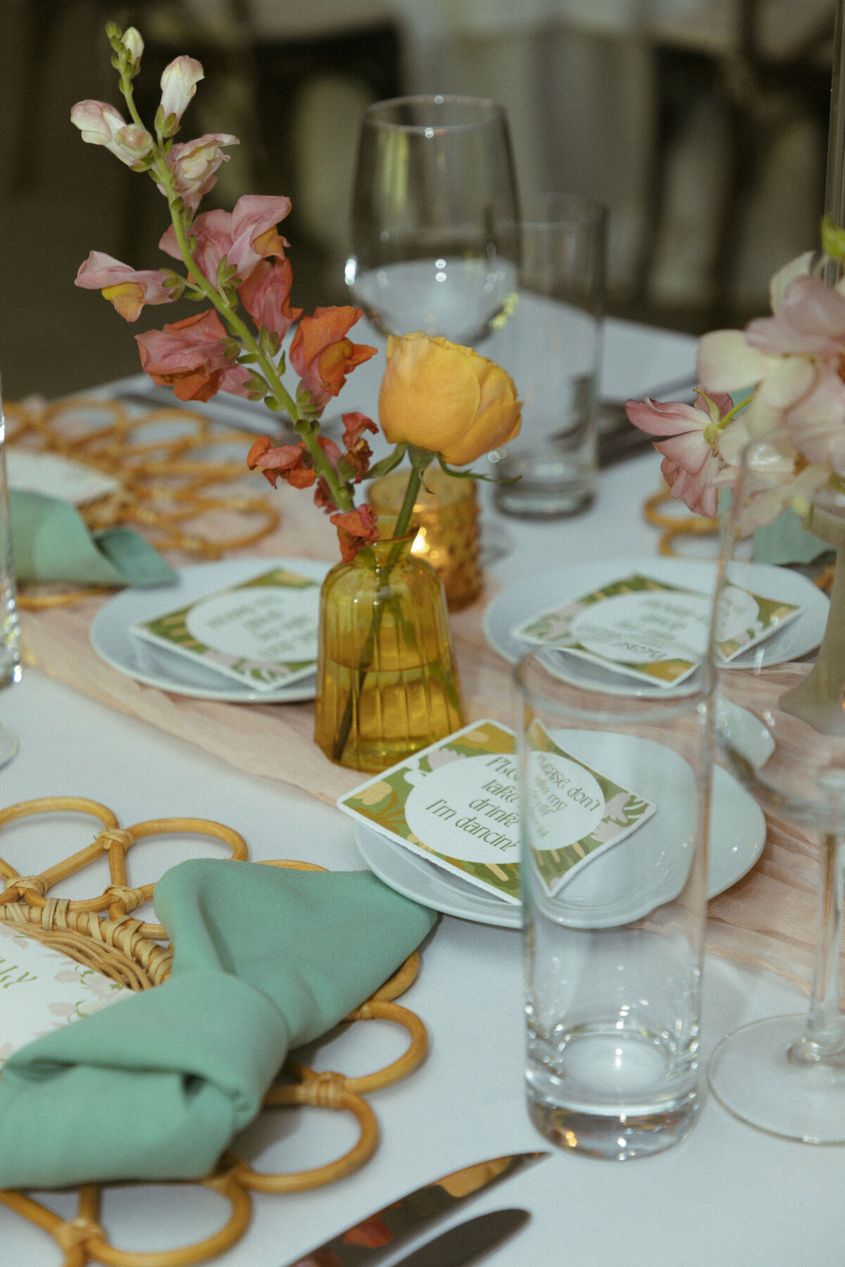 wedding reception with sage napkins at Calamigos Ranch in Malibu
